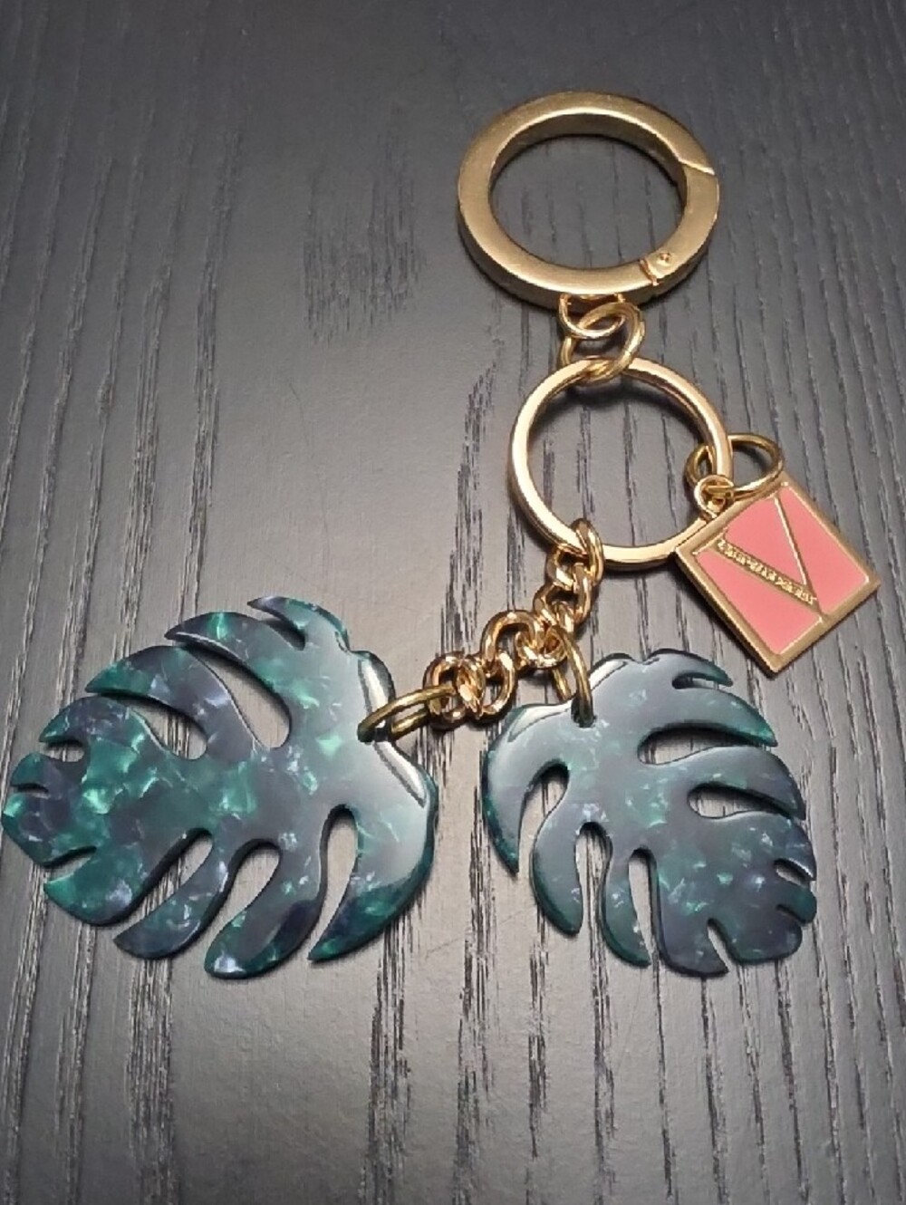 Victoria's Secret Green Abalone Leaf Keychain Charm - Picture 6 of 7
